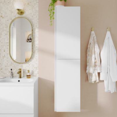 Colonne de salle de bains blanc mat 2 portes l.40 x H.160 x P.36 cm Levanna