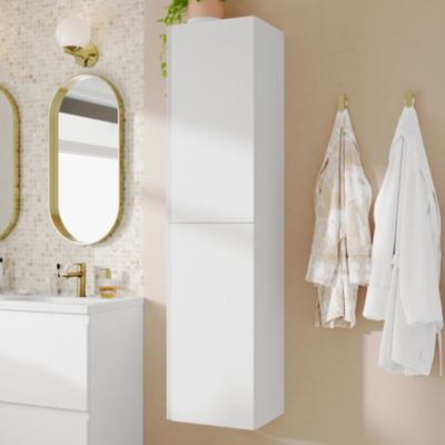 Colonne de salle de bains blanc mat 2 portes l.40 x H.160 x P.36 cm Levanna