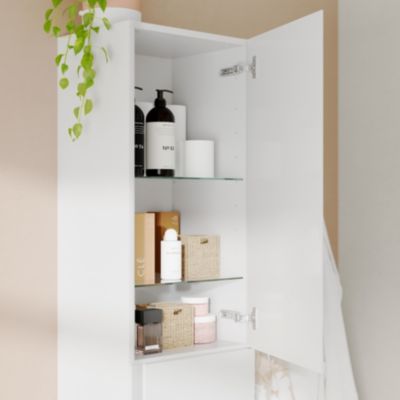Colonne de salle de bains blanc mat 2 portes l.40 x H.160 x P.36 cm Levanna