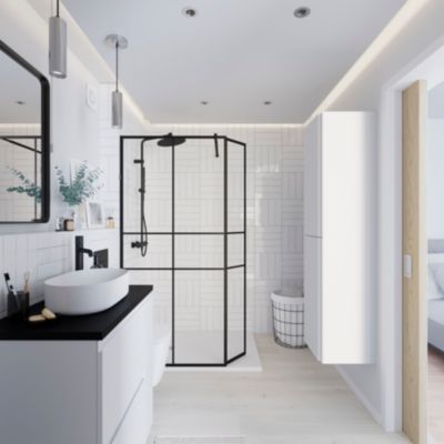 Colonne de salle de bains blanc mat 2 portes l.40 x H.160 x P.36 cm Levanna