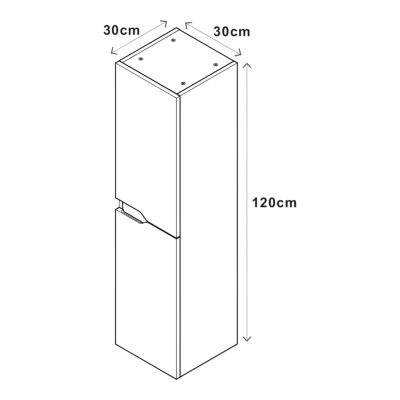 Colonne de salle de bains effet bois 2 portes 1 tiroir l.30 x H.120 x P.30 cm, Tolima