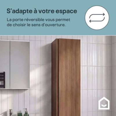Colonne de salle de bains effet chêne foncé l. 30 x H. 120 x P. 36 cm GoodHome Imandra