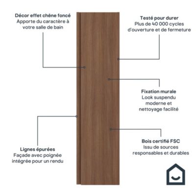 Colonne de salle de bains effet chêne foncé l. 30 x H. 120 x P. 36 cm GoodHome Imandra