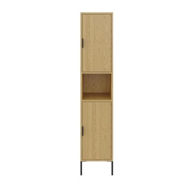 Colonne de salle de bains effet chêne H.160 cm + 2 pieds réglables noir H.15,6 cm GoodHome Nava