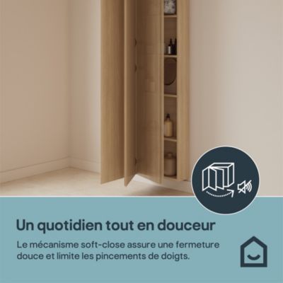 Colonne de salle de bains faible profondeur effet chêne clair l. 40 x H. 180 x P. 15 cm GoodHome Imandra