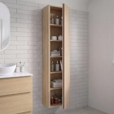 Colonne de salle de bains faible profondeur effet chêne clair l. 40 x H. 180 x P. 15 cm GoodHome Imandra