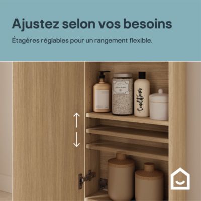 Colonne de salle de bains faible profondeur effet chêne clair l. 40 x H. 180 x P. 15 cm GoodHome Imandra
