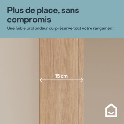 Colonne de salle de bains faible profondeur effet chêne clair l. 40 x H. 180 x P. 15 cm GoodHome Imandra