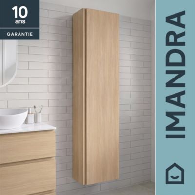Colonne de salle de bains faible profondeur effet chêne clair l. 40 x H. 180 x P. 15 cm GoodHome Imandra