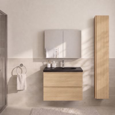 Colonne de salle de bains faible profondeur effet chêne clair l. 40 x H. 180 x P. 15 cm GoodHome Imandra