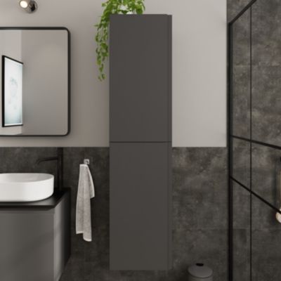 Colonne de salle de bains gris anthracite mat 2 portes l.40 x H.160 x P.36 cm Levanna