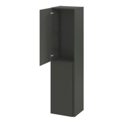 Colonne de salle de bains gris anthracite mat 2 portes l.40 x H.160 x P.36 cm Levanna