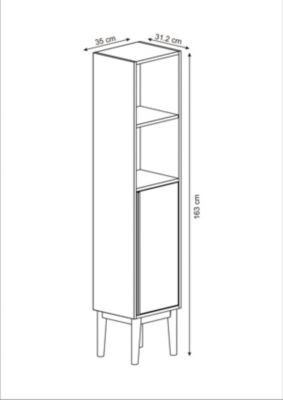 Colonne de salle de bains placage chêne H.163 x P.31,2 x L.35 cm Kabayan