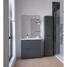 Colonne de salle de bains simple à poser H.180 x P. 30 x l.30 cm, anthracite, Palermo
