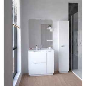 Colonne de salle de bains simple à poser H.180 x P. 30 x l.30 cm, blanc, Palermo