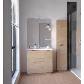 Colonne de salle de bains simple à poser H.180 x P. 30 x l.30 cm, décor bois, Palermo