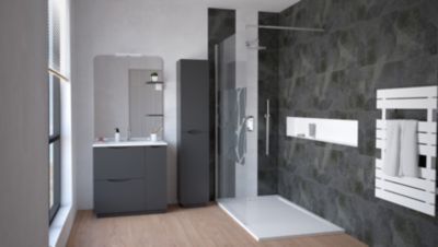 Colonne de salle de bains simple à poser H.180 x P. 30 x l.35 cm, anthracite, Palermo