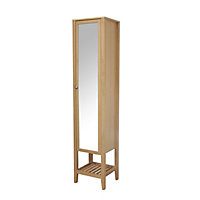 Colonne de salle de bains sur pieds avec miroir l.36xH.185xP.40 cm, placage chêne, GoodHome Perma