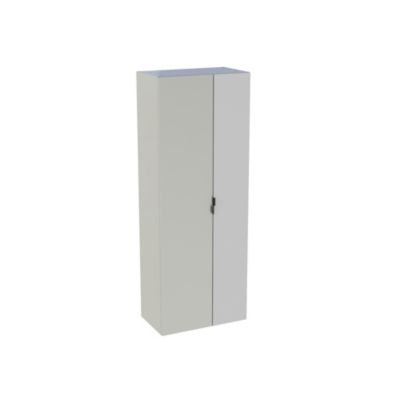 Colonne de salle de bains suspendue 2 portes blanc brillant et miroir l.60 cm x H.160 x P.35 cm, Pamili