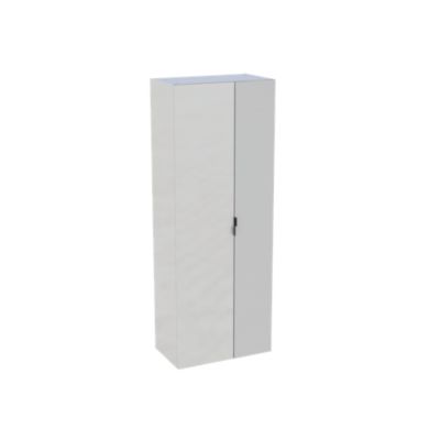 Colonne de salle de bains suspendue 2 portes blanc mat et miroir l.60 cm x H.160 x P.35 cm, Pamili