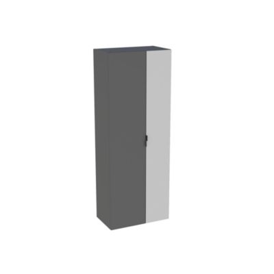 Colonne de salle de bains suspendue 2 portes gris anthracite brillant et miroir l.60 cm x H.160 x P.35 cm, Pamili
