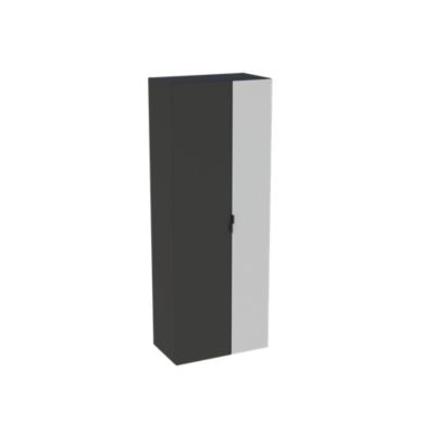 Colonne de salle de bains suspendue 2 portes noir mat et miroir l.60 cm x H.160 x P.35 cm, Pamili