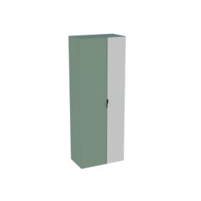 Colonne de salle de bains suspendue 2 portes vert sauge mat et miroir l.60 cm x H.160 x P.35 cm, Pamili