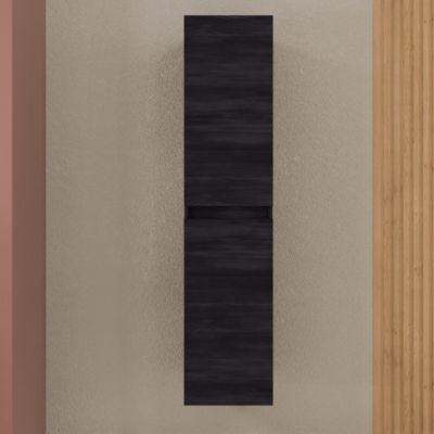 Colonne De Salle De Bains Suspendue Avec 2 Portes Couleur Chêne Gris Foncé