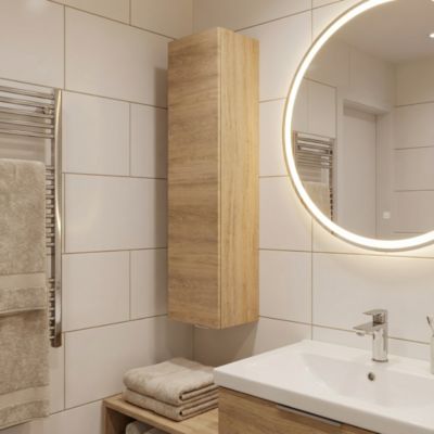 Colonne de salle de bains suspendue faible largeur effet chêne l.20 x H.90 x P.36 cm, GoodHome Imandra