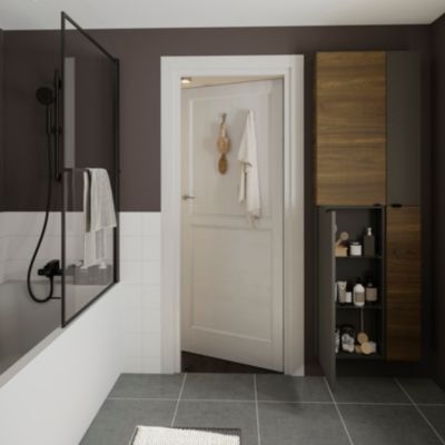 Colonne de salle de bains suspendue faible largeur noir mat l.20 x H.90 x P.36 cm, GoodHome Imandra