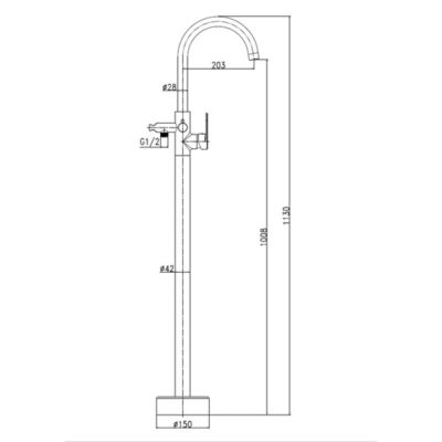 Colonne de sol mécanique façon inox pour baignoire ilot Essebagno Charme II