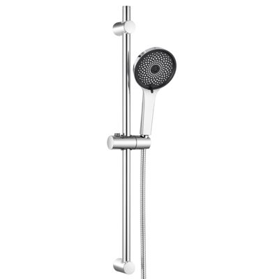 Colonne Douche sans Mitigeur,Barre Douche Inox 700mm avec Flexible 1500mm/Pommeau Douche (5 Jets,120mm) avec Support