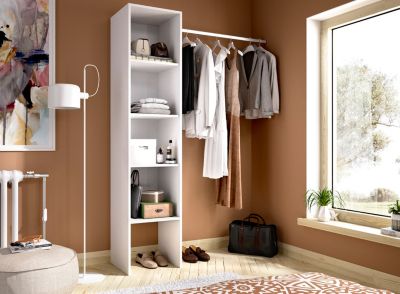 Colonne dressing en panneaux de particules mélaminés coloris blanc - Longueur 137.5 x Profondeur 40.2 x Hauteur 185.5 cm