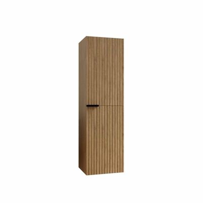 Colonne Façade Ondulee 35x30x120 cm - 2 Portes en MDF Decor Bois - MILO
