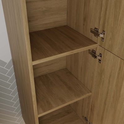 Colonne Façade Ondulee 35x30x120 cm - 2 Portes en MDF Decor Bois - MILO