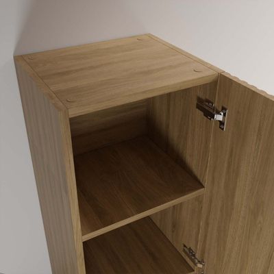 Colonne Façade Ondulee 35x30x120 cm - 2 Portes en MDF Decor Bois - MILO