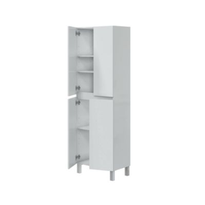 Colonne Fabian, 3 étagères 60x35x182h cm Blanc Brillant