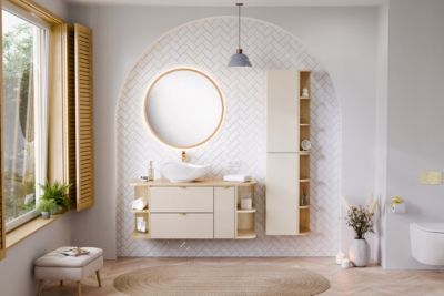 Colonne murale ouverte pour salle de bains DALIA chêne cremona 20 x 80 cm