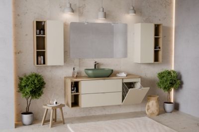 Colonne murale ouverte pour salle de bains DALIA chêne cremona 20 x 80 cm