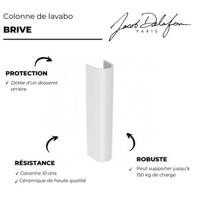 Colonne pour lavabo JACOB DELAFON Brive blanc