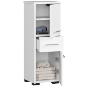 Colonne salle de bain, 2 armoires, 140 x 30 x 30 cm, blanc mat