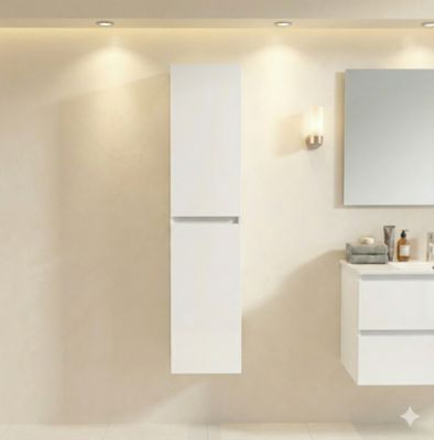 COLONNE salle de bain Armoire de rangement APOLLO LAQUE GRIS BLANC KIT