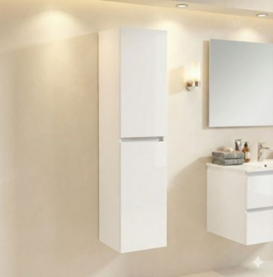 COLONNE salle de bain Armoire de rangement APOLLO LAQUE GRIS BLANC KIT