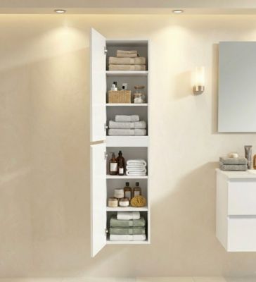 COLONNE salle de bain Armoire de rangement APOLLO LAQUE GRIS BLANC KIT
