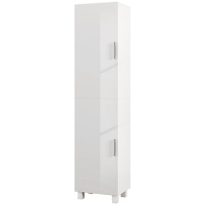 Colonne salle de bain façade blanc laqué - 2 portes, 4 étagères - dim. 40x30x167cm - blanc
