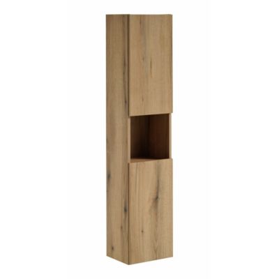 Colonne salle de bain VANO  2 portes et 1 niche  Chene  L30 x P25 x H140 cm  Meuble suspendu