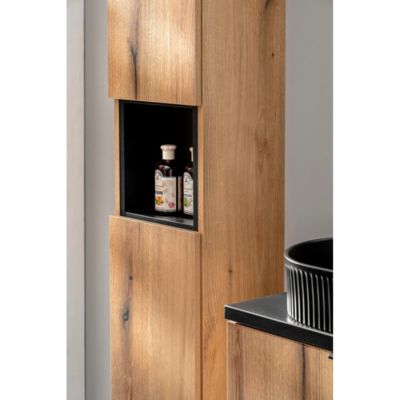 Colonne salle de bain VANO  2 portes et 1 niche  Chene  L30 x P25 x H140 cm  Meuble suspendu