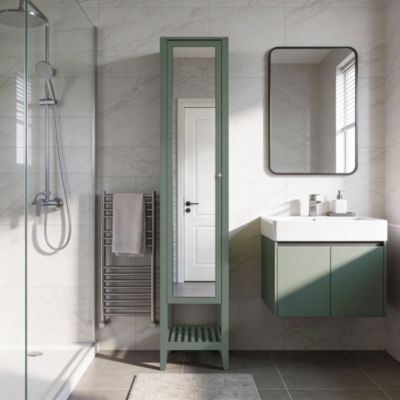 Colonne salle de bains à poser avec miroir vert mat l.40 x H.185 x P.36 cm, GoodHome Perma