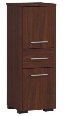 Colonne salle de bains AKORD FIN Wengé 30 cm 2 portes 1 tiroir façade Wengé 3 étagères 30x30x85 cm