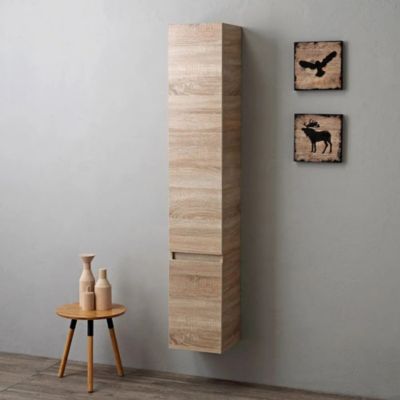 Colonne Salle De Bains H 170Cm Avec 2 Portes Chêne Naturel